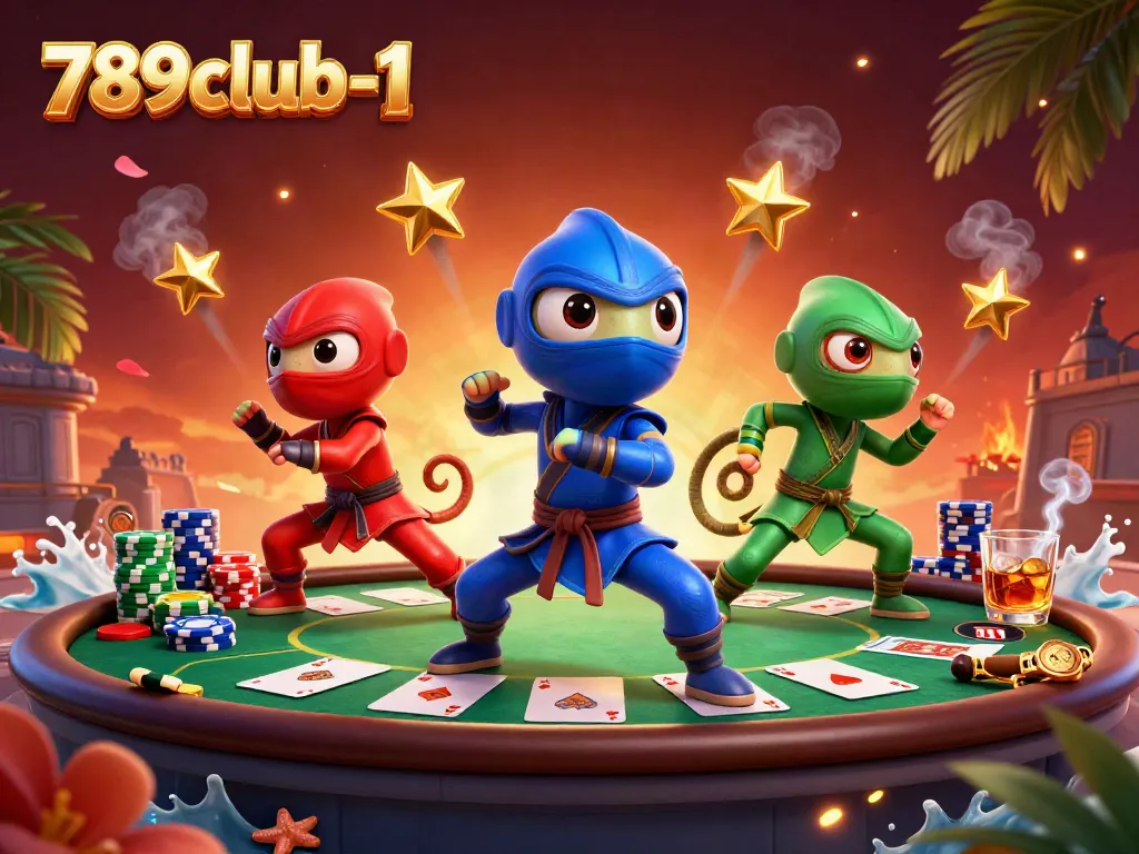 Experience high-stakes action with 789club-1's colorful characters in a vibrant casino scene.