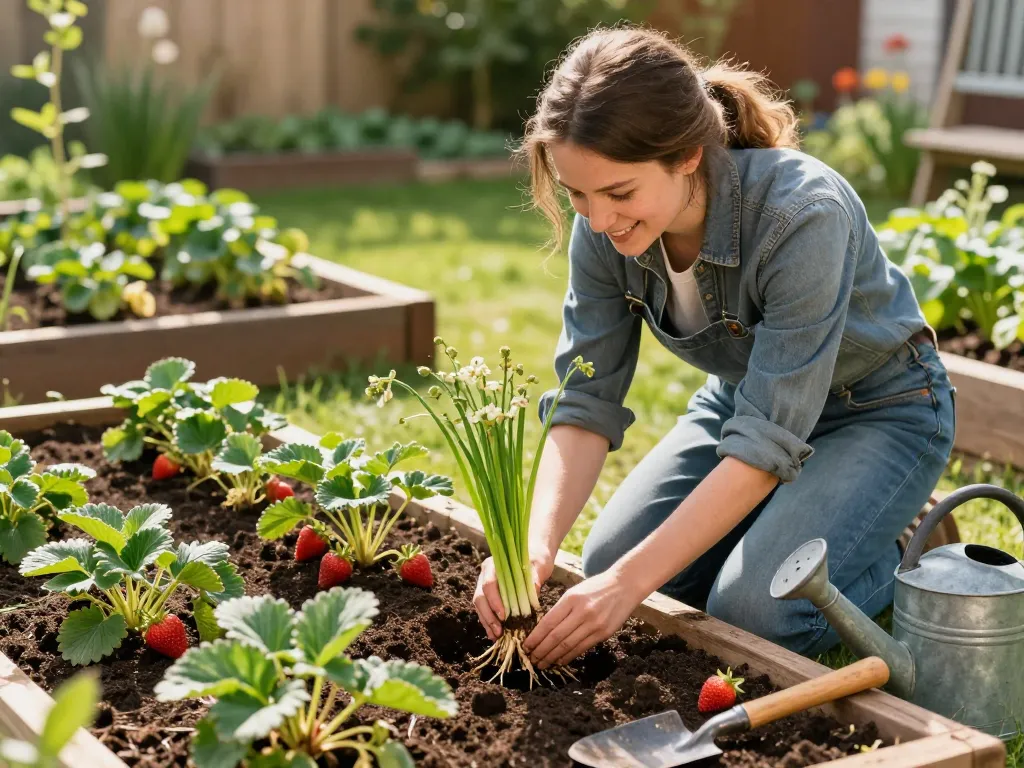 Planting spargel wurzeln kaufen in a vibrant home garden, showcasing fresh seedlings and gardening tools.