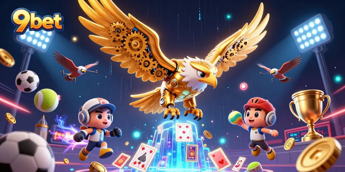 Experience thrilling 9bet action with a cybernetic eagle and dynamic sports elements