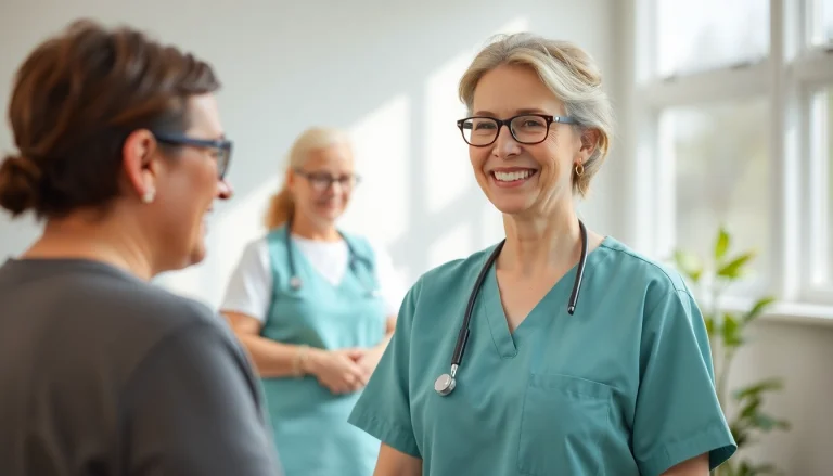 Erfahrene Pflegefachkraft stelle hameln hilft Patienten in einem freundlichen Pflegeheim.
