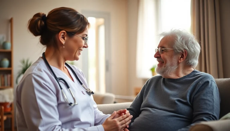 Pflegekraft bietet ambulante Pflege Hameln im vertrauten Zuhause an, zeigt fürsorgliche Unterstützung.