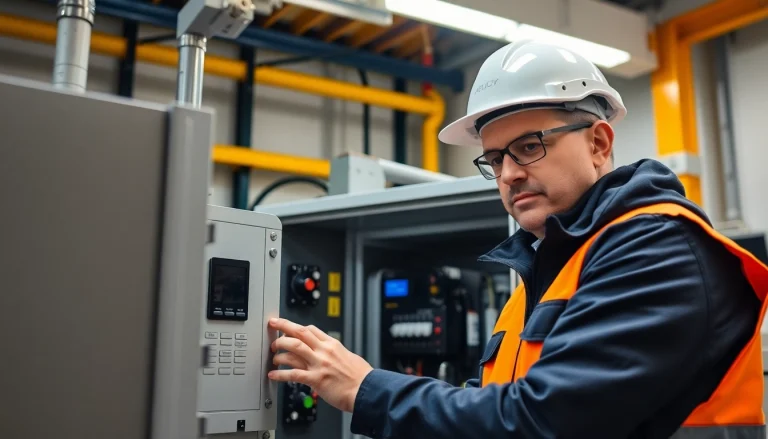 Technician conducting a DGUV V3 Prüfung on electrical devices to ensure workplace safety and compliance.