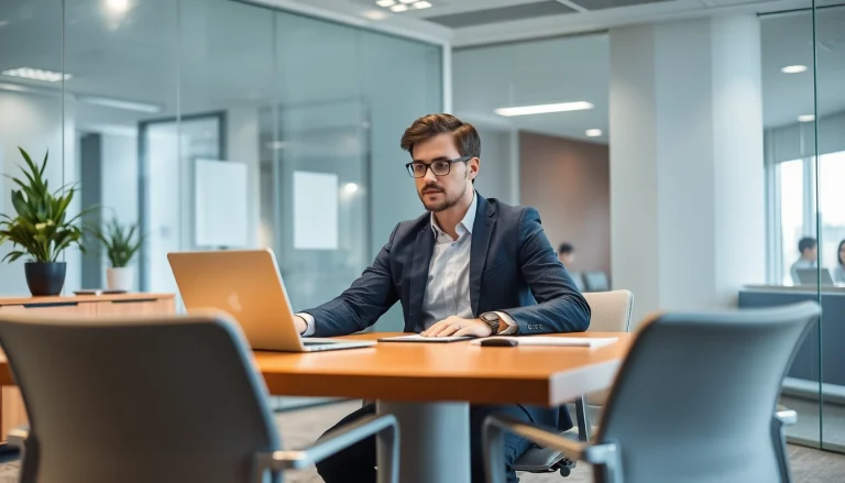 Professioneller Headhunter in moderner Büroumgebung zeigt, wie man Vertriebsmitarbeiter finden kann.