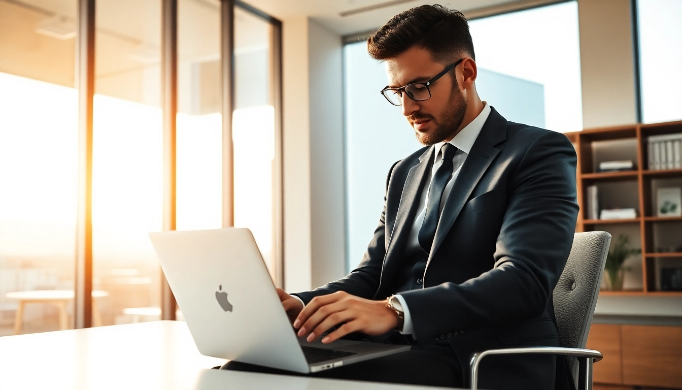 Headhunter CEO in einem modernen Büro, das Fokus auf Rekrutierung legt.