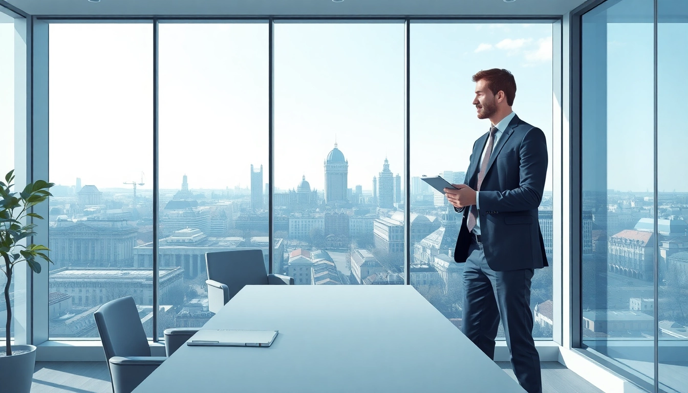 Headhunter Berlin im Gespräch mit einem Kandidaten in modernem Büro.