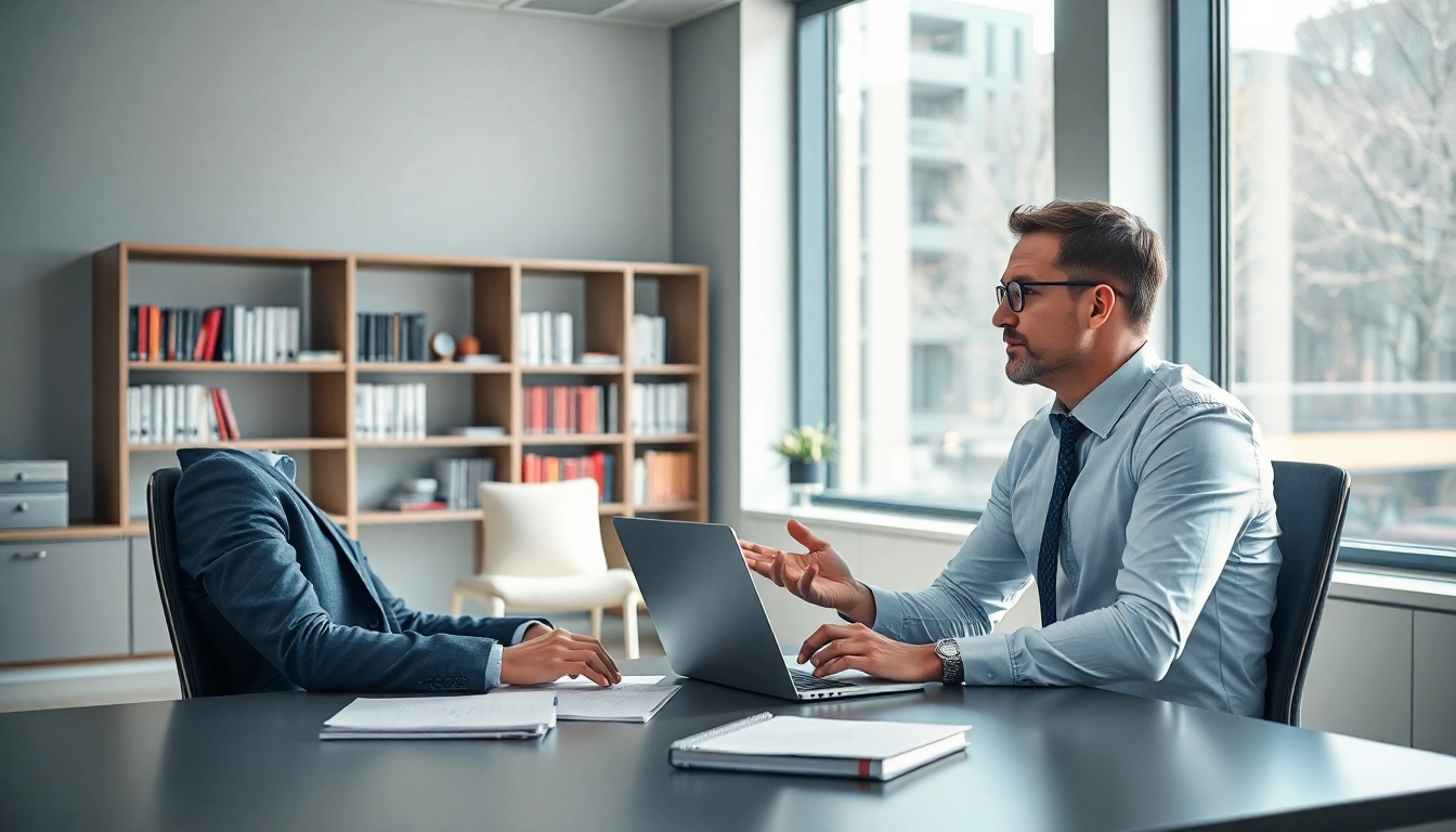 Headhunter führt ein professionelles Gespräch mit einem Kandidaten, um potenzielle Talente zu rekrutieren.