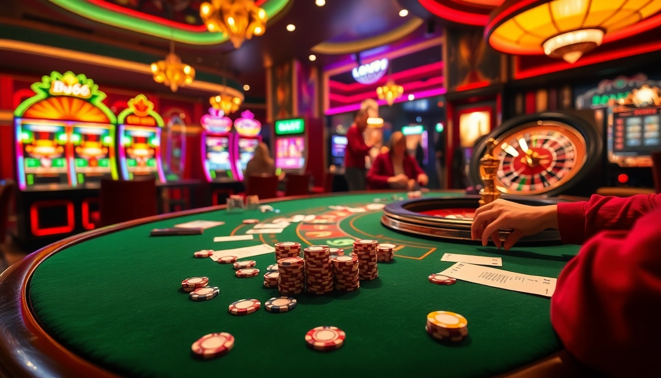 Experience the thrill of BJ66 casino with players engaging at blackjack tables.