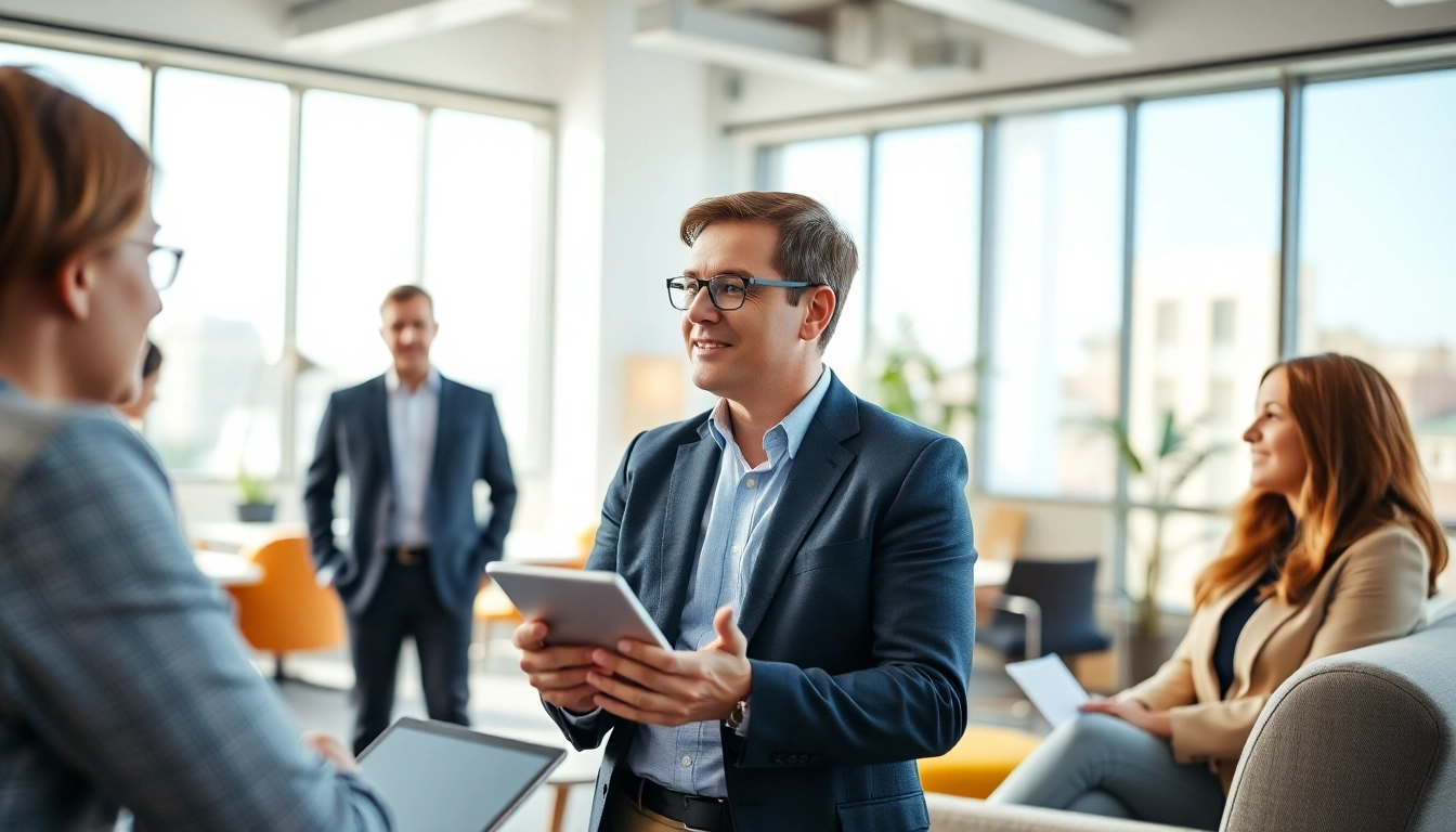 Headhunter Schweiz trifft sich mit Kandidaten in einem modernen Büro.