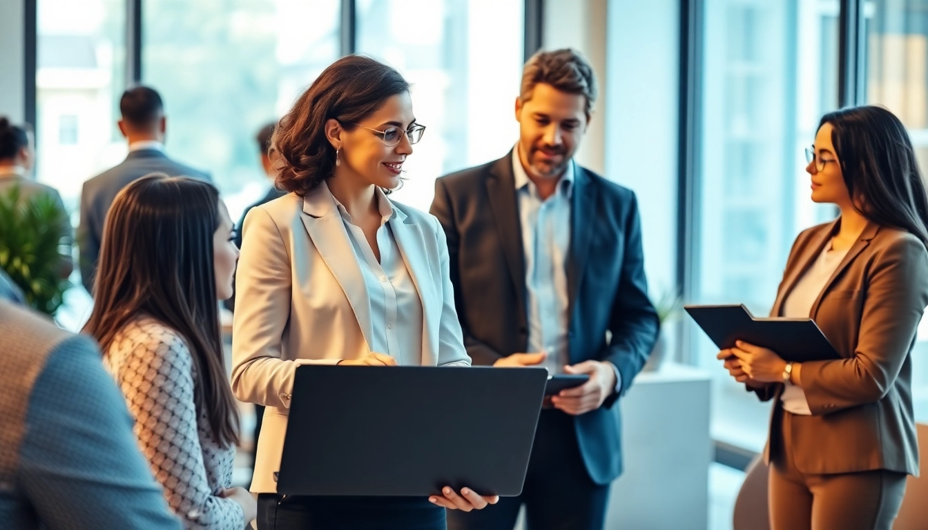 Headhunter IT meeting with client in a modern office environment.