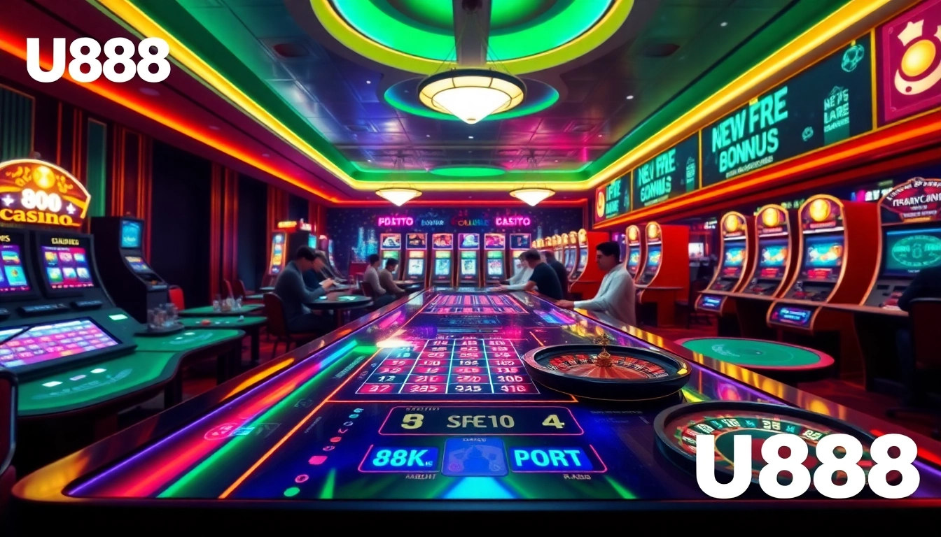 Exciting gaming experience at nhà cái u888 with vibrant casino atmosphere and promotional offers.