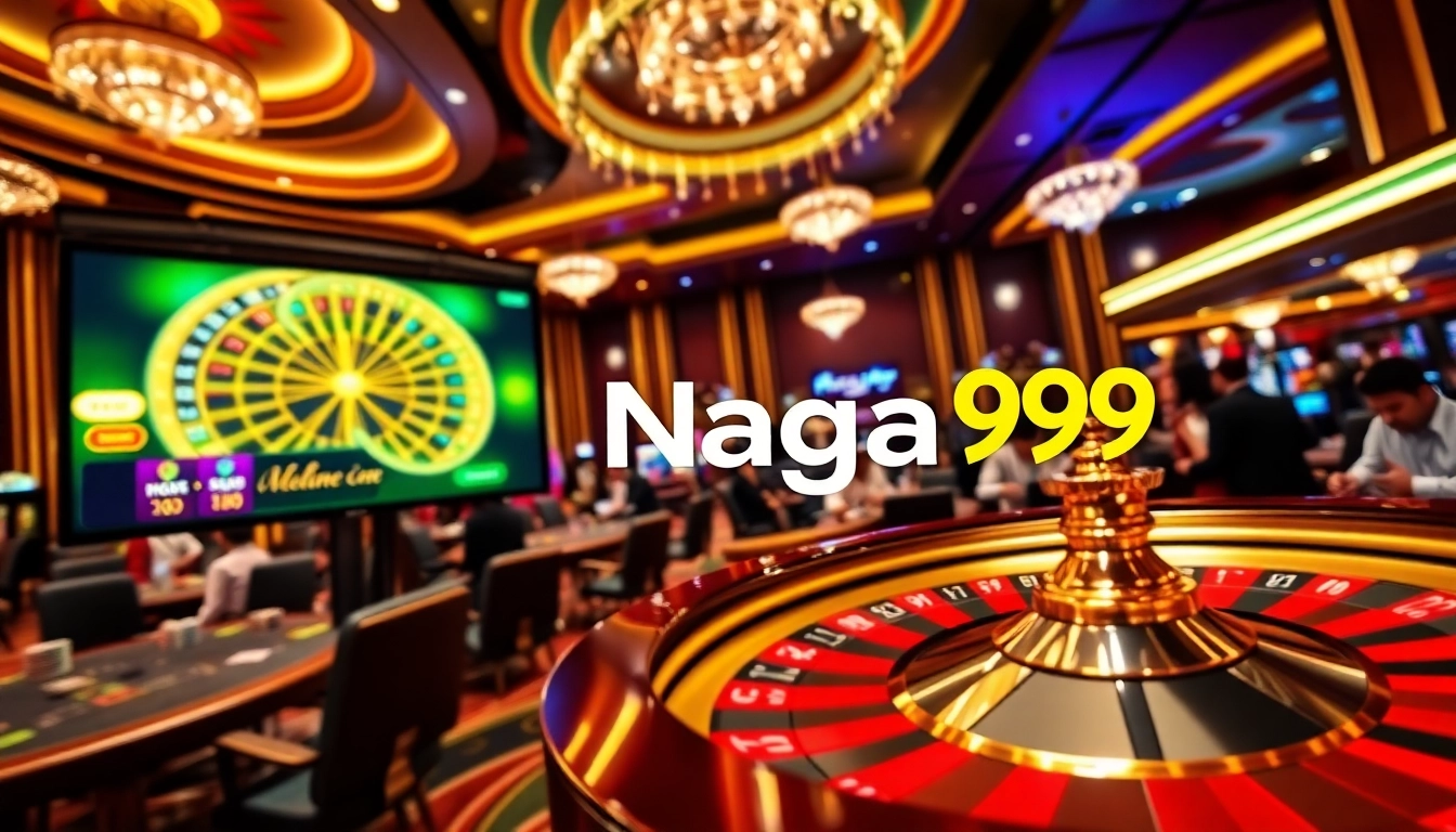 Experience thrilling gameplay at Naga99 with vibrant slot machines and active roulette tables.