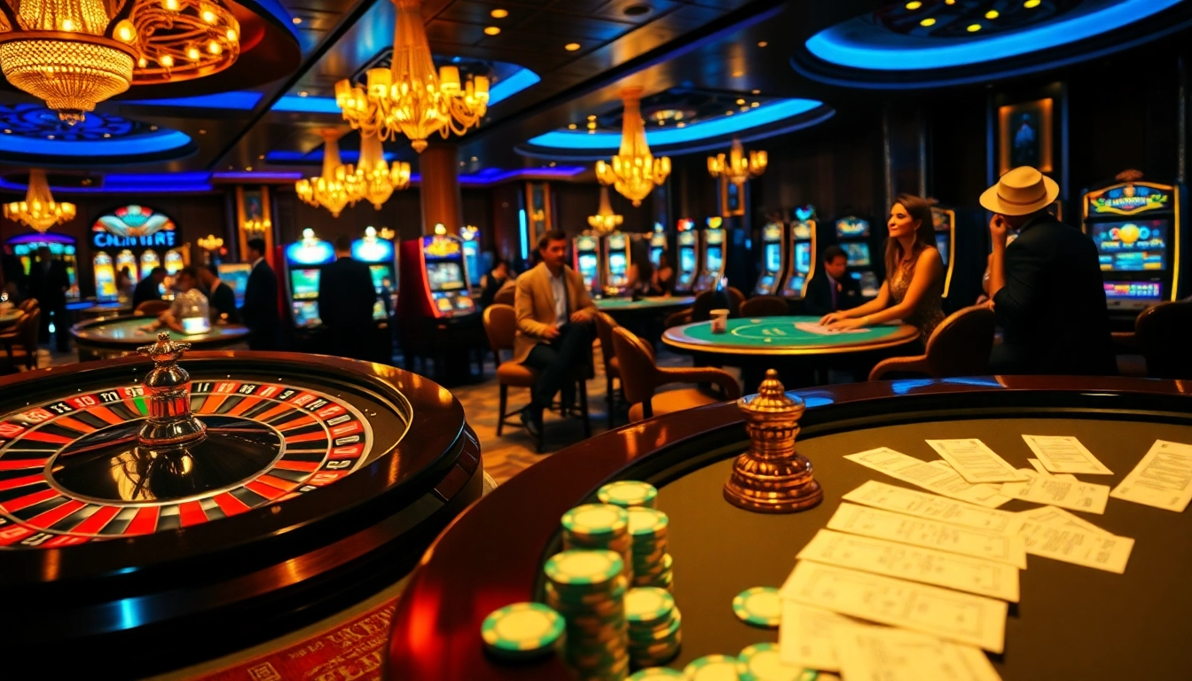 Experience the thrill of 79KING with luxurious casino tables and vibrant slot machines.