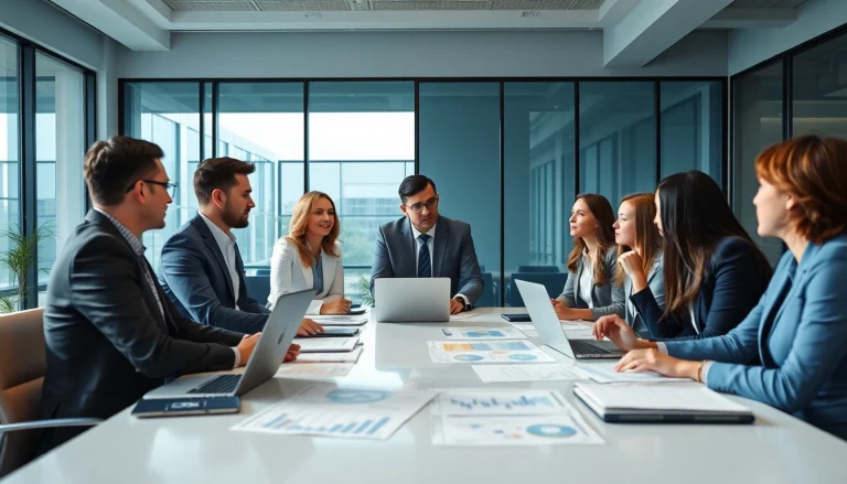 Headhunter Schweiz beim strategischen Austausch im modernen Büro mit verschiedenen Fachkräften.