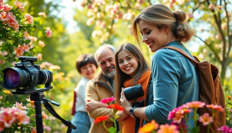 Fotografin Borken fängt emotionale Familienmomente in einer blühenden Umgebung ein.