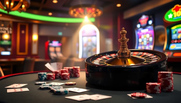 Engaging casino scene featuring roulette and poker chips at nhà cái win78.