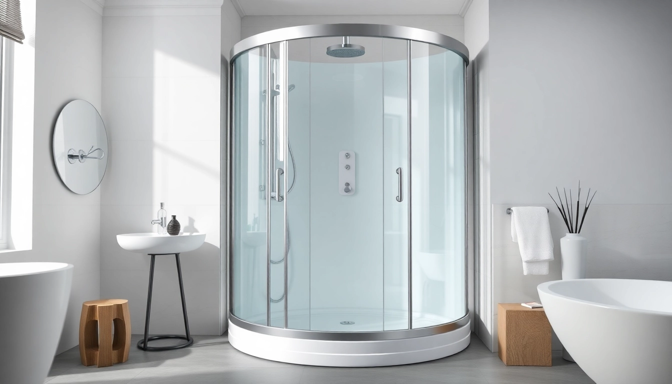 Duschkabine 90x90 in einem modernen Badezimmer mit Glas und Chromdetails.