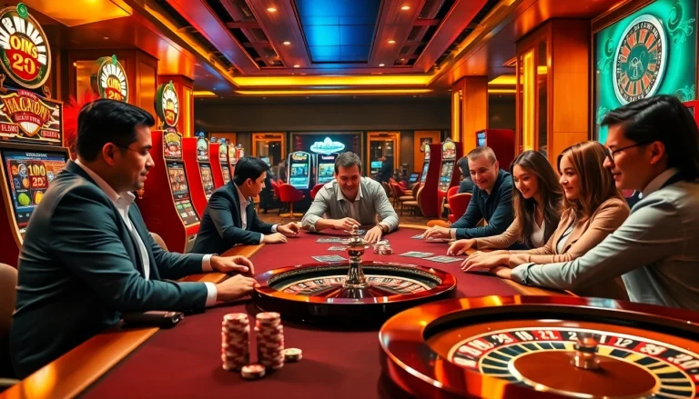 Exciting F168 casino table scene with players engaged in vibrant gambling action