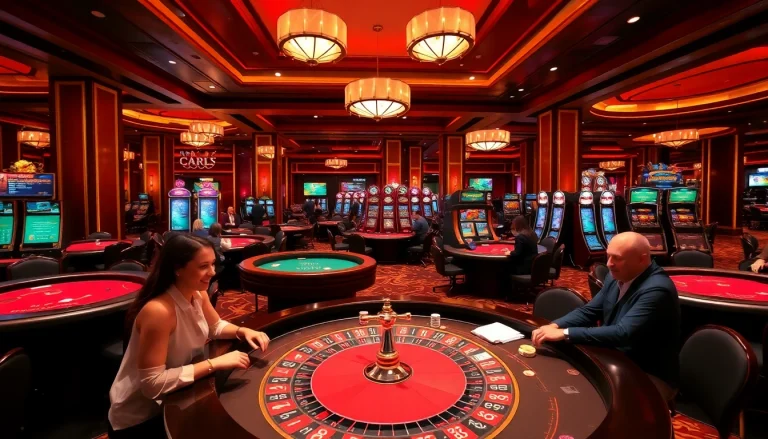Players engaging in thrilling games at https://goal123.work/ with vibrant casino elements and luxurious ambiance.
