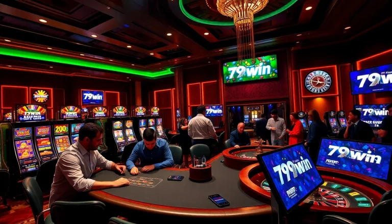 Experience the thrill of winning at 79win's vibrant casino with exciting poker tables and slot machines.