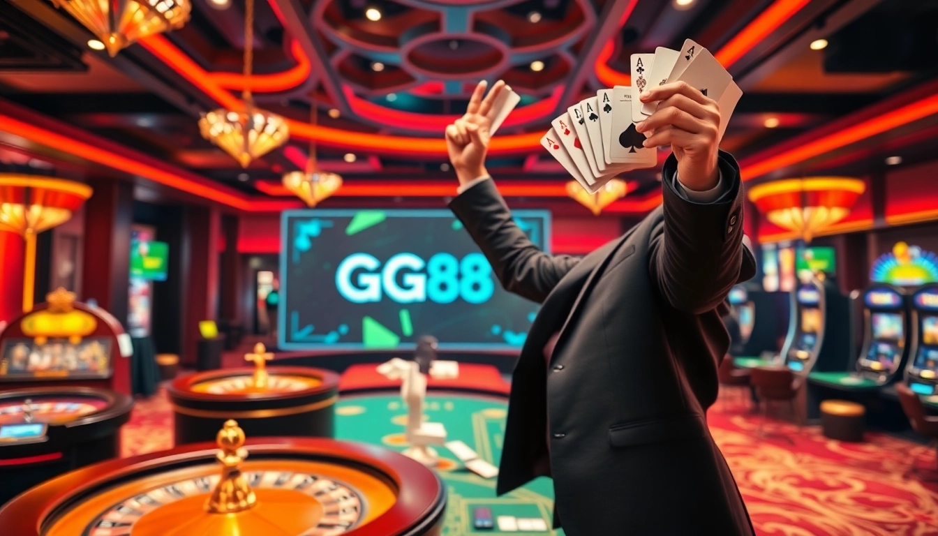 Experience the thrill of winning at GG88 online casino with vibrant gaming tables and luxury ambiance.