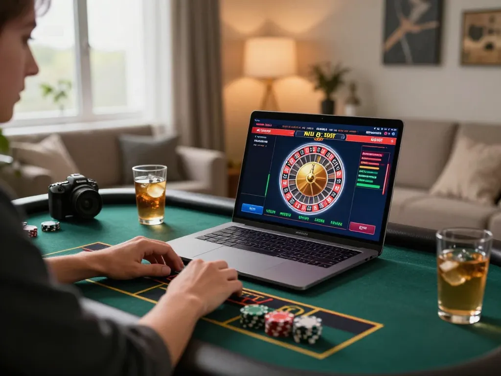 Engaged GO8 user strategizing on a live dealer game at an online casino setup