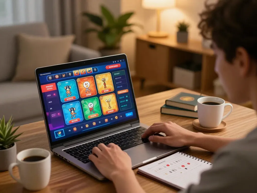Người chơi LUCK8 tận hưởng trò chơi casino trực tuyến trên laptop với giao diện sống động