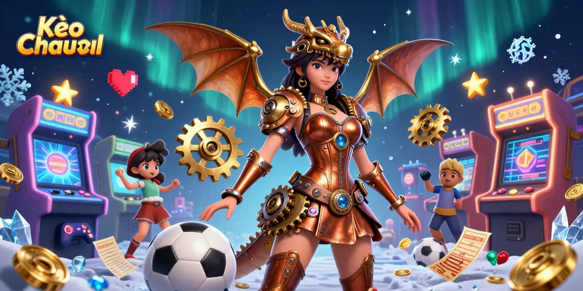 Bet on Kèo Châu Âu with a stunning steampunk-themed illustration featuring vibrant sports betting and casino elements.