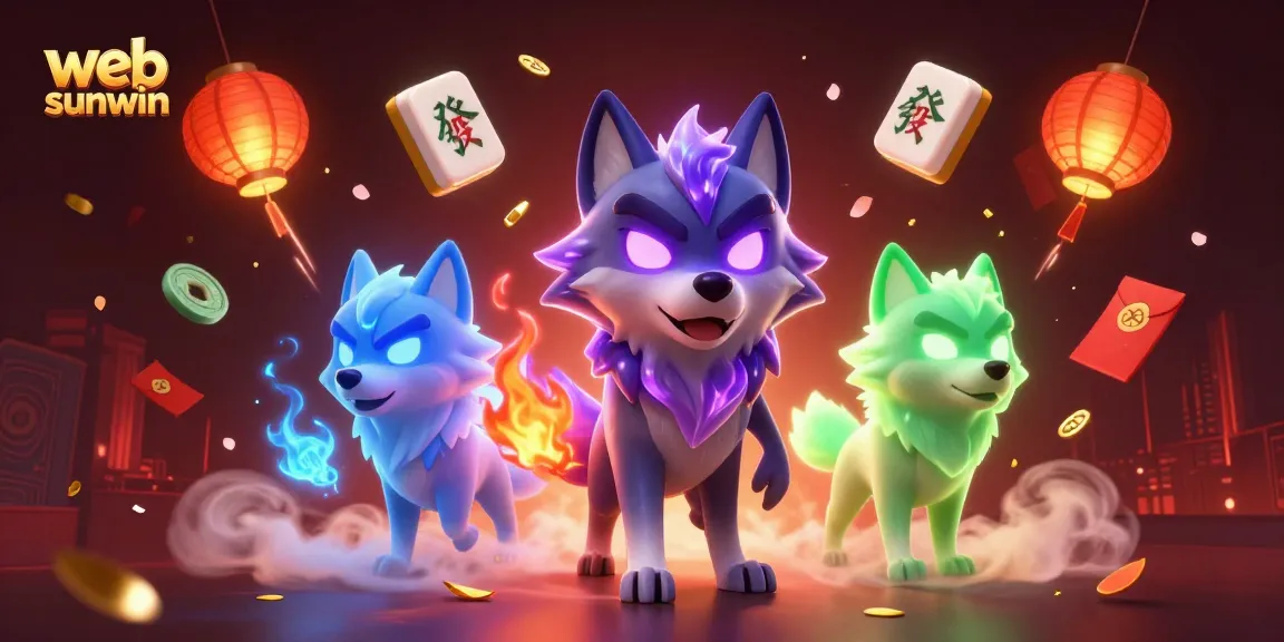 Win big with web sunwin in this vibrant 3D casino illustration featuring a mystical wolf pack