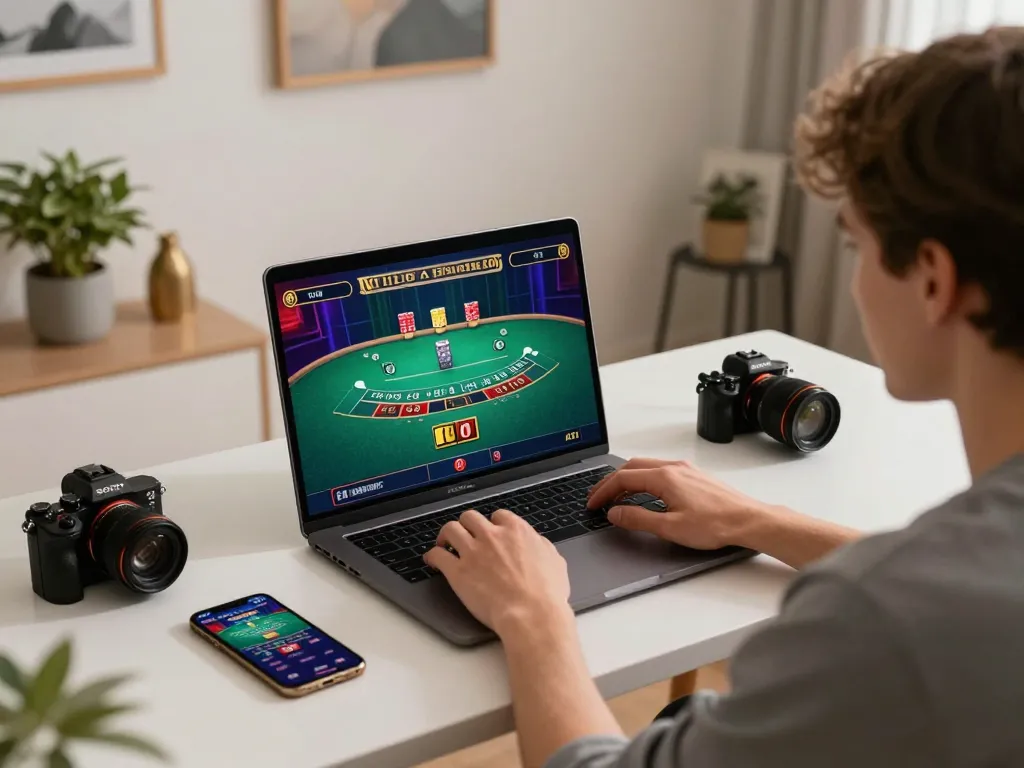 Engage with hubet's live dealer games while comfortably gaming at home in a stylish setup.