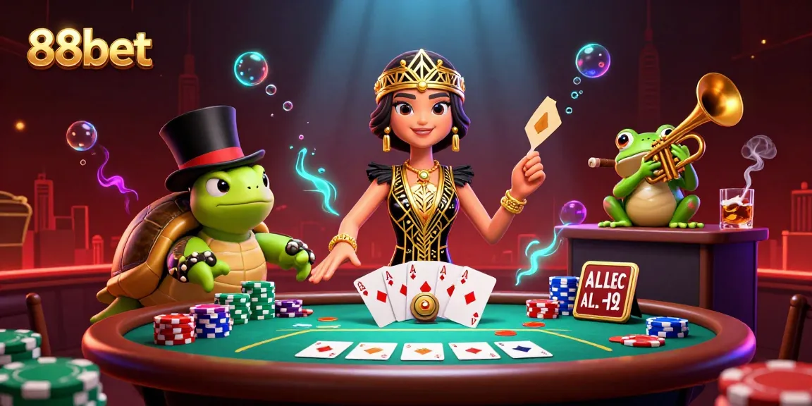 Experience thrilling poker action at 88bet with vibrant characters and dynamic casino elements