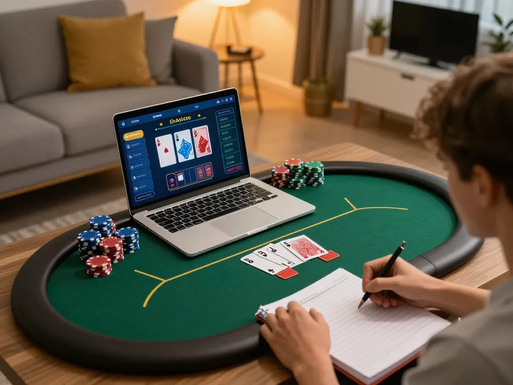 Player engaging with a 33win online poker game, strategizing while managing bankroll.