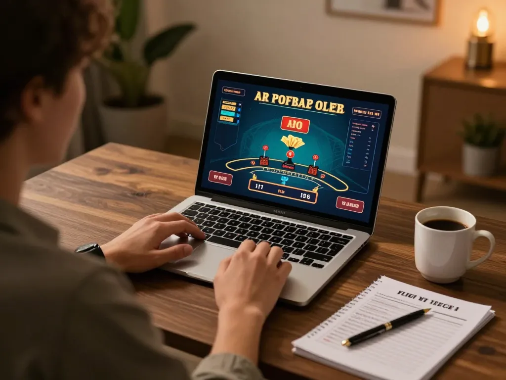 Gamer at home engaging with Hitclub's online blackjack, showcasing interactive gameplay.