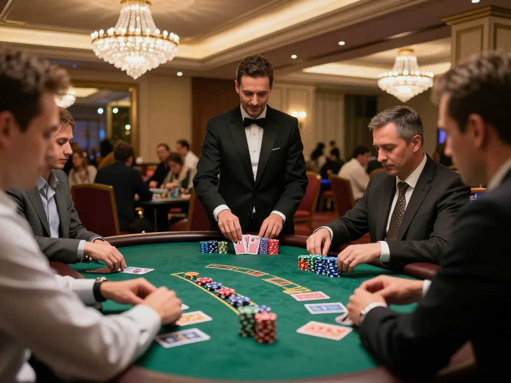 Engaged players celebrate their wins at the casino vua88 blackjack table with vibrant colors and warm lighting