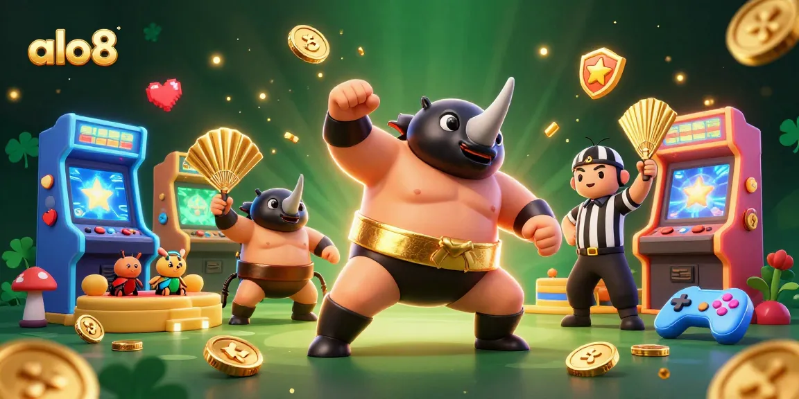 Experience excitement with alo8's thrilling vibrant casino scene featuring animated champions and adventure.