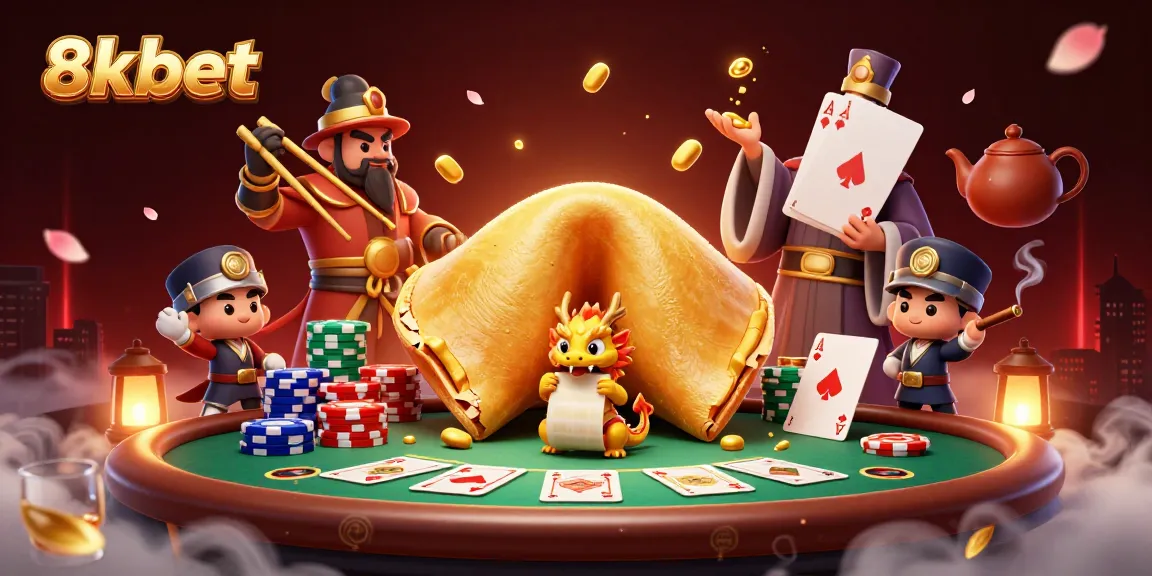 Win big with 8xbet's vibrant casino scene featuring poker tables and playful gamified elements.