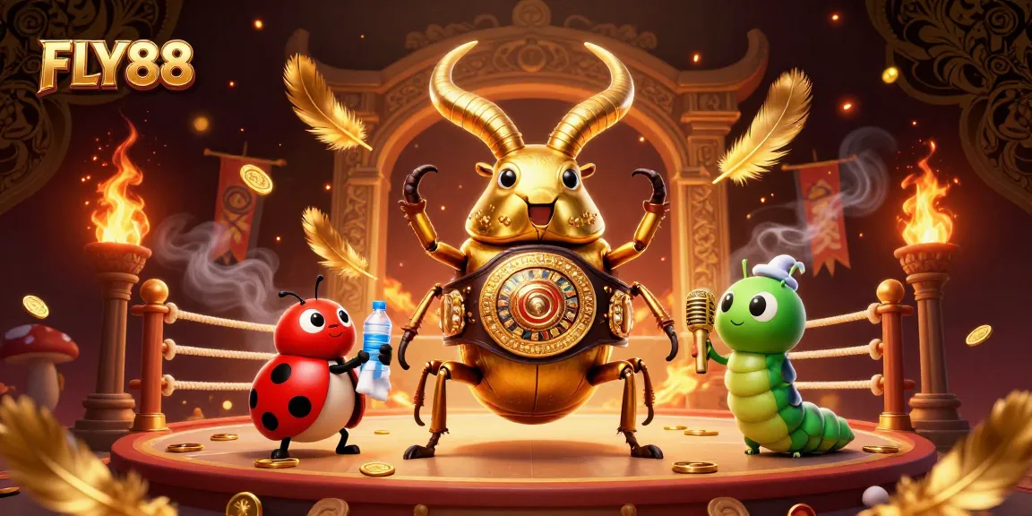 Experience the excitement of FLY88 with a dynamic boxing match scene featuring vibrant casino elements.