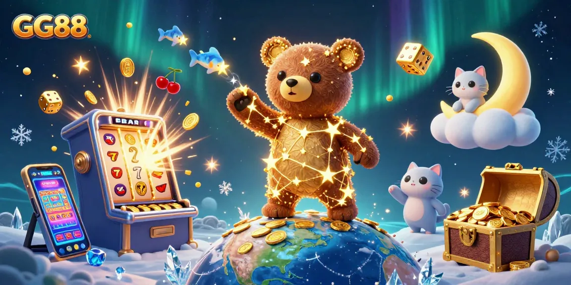 Experience winning moments at GG88 with a vibrant 3D illustration showcasing exciting casino game elements.