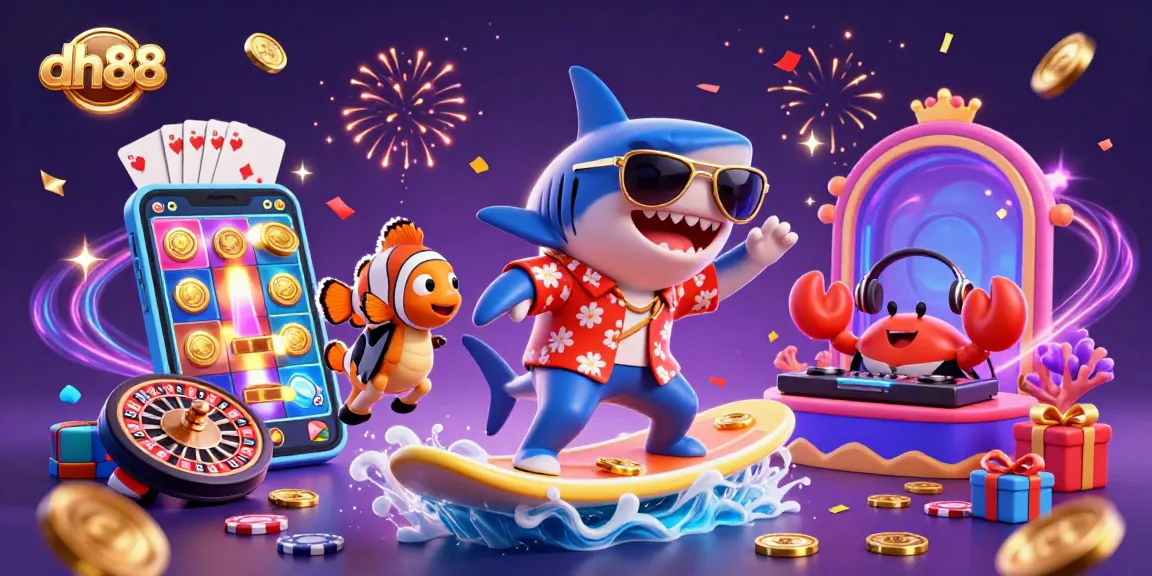 Surf the wave of excitement at dh88 with a festive 3D casino scene full of games and fun!