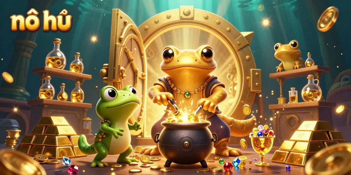 Experience nổ hũ action as a golden salamander alchemist transforms coins in a magical casino.