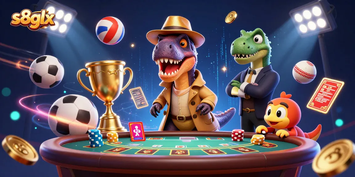 S8glx showcases thrilling gaming with a velociraptor card counter, enriched by dynamic casino elements.