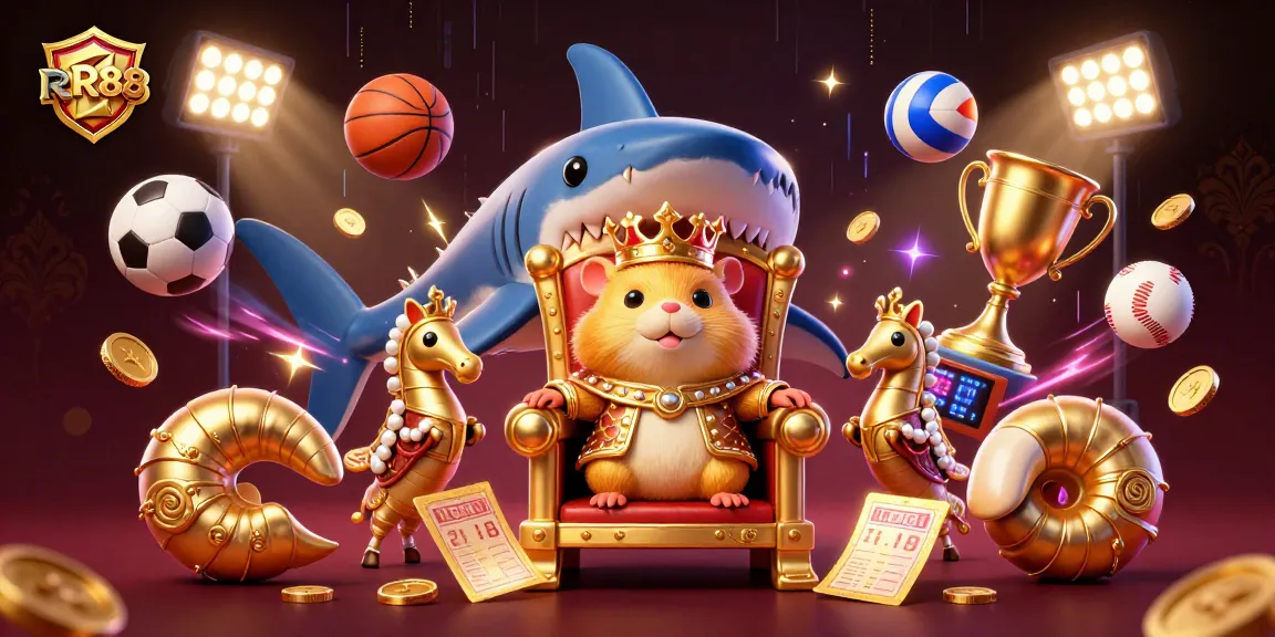 Experience thrilling gameplay at RR88 with a golden hamster king presiding over exciting sports elements.